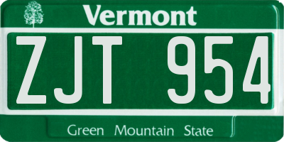 VT license plate ZJT954