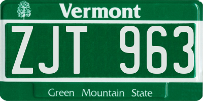 VT license plate ZJT963