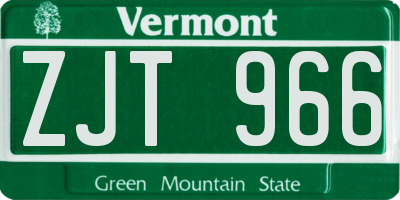 VT license plate ZJT966