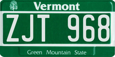 VT license plate ZJT968