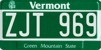 VT license plate ZJT969