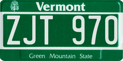 VT license plate ZJT970