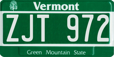 VT license plate ZJT972