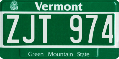 VT license plate ZJT974