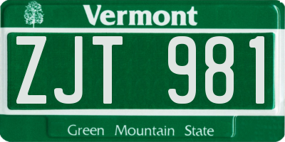 VT license plate ZJT981