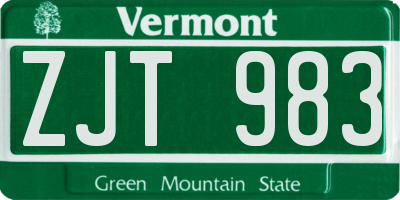 VT license plate ZJT983