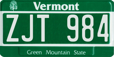 VT license plate ZJT984
