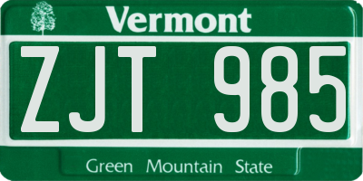 VT license plate ZJT985