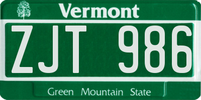 VT license plate ZJT986