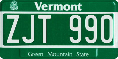 VT license plate ZJT990