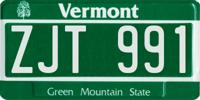 VT license plate ZJT991