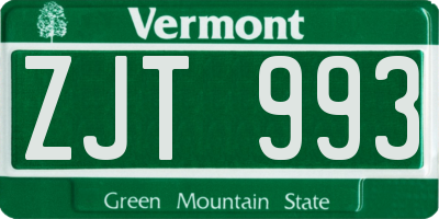 VT license plate ZJT993