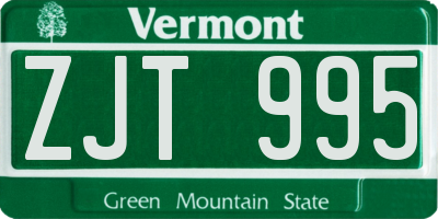 VT license plate ZJT995