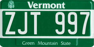 VT license plate ZJT997