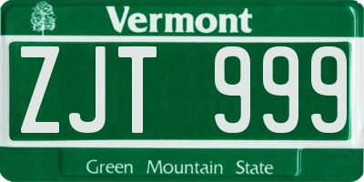 VT license plate ZJT999