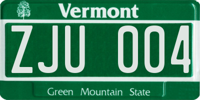 VT license plate ZJU004
