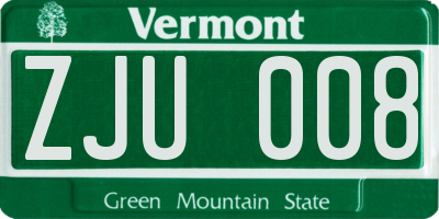 VT license plate ZJU008