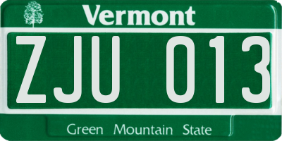 VT license plate ZJU013