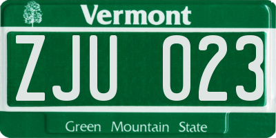 VT license plate ZJU023