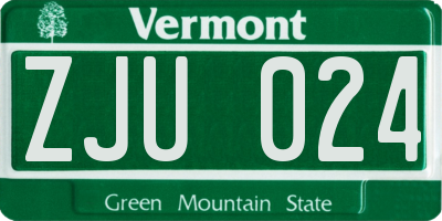 VT license plate ZJU024