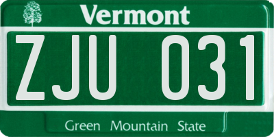VT license plate ZJU031