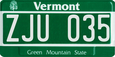 VT license plate ZJU035