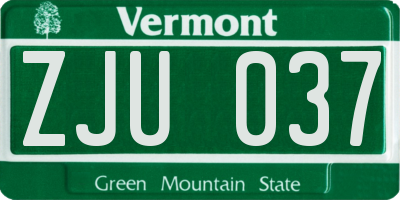 VT license plate ZJU037