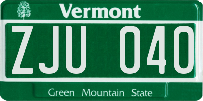 VT license plate ZJU040
