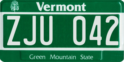 VT license plate ZJU042
