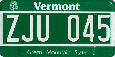 VT license plate ZJU045
