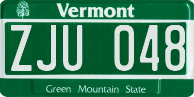 VT license plate ZJU048