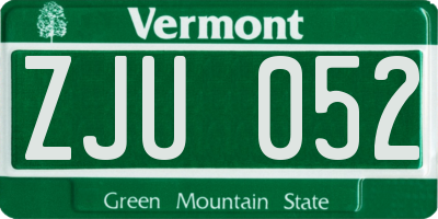 VT license plate ZJU052