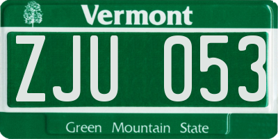 VT license plate ZJU053