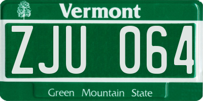VT license plate ZJU064