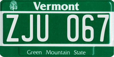 VT license plate ZJU067