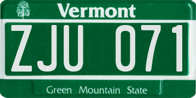 VT license plate ZJU071