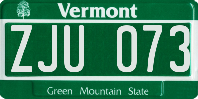VT license plate ZJU073