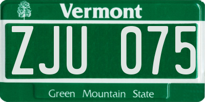 VT license plate ZJU075