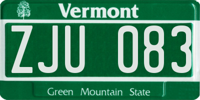 VT license plate ZJU083