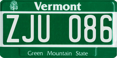 VT license plate ZJU086