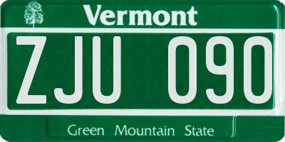 VT license plate ZJU090