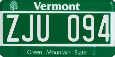 VT license plate ZJU094