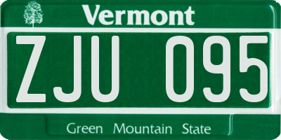 VT license plate ZJU095
