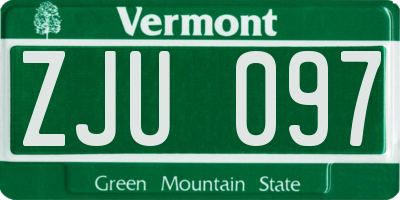 VT license plate ZJU097