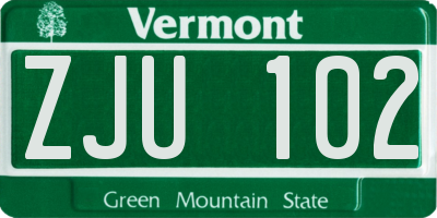 VT license plate ZJU102