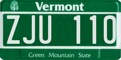 VT license plate ZJU110