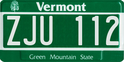 VT license plate ZJU112