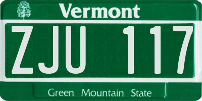 VT license plate ZJU117