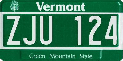 VT license plate ZJU124