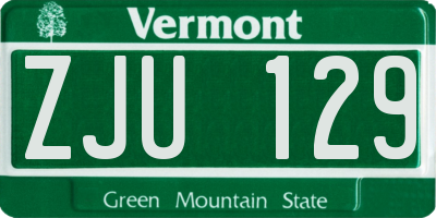 VT license plate ZJU129